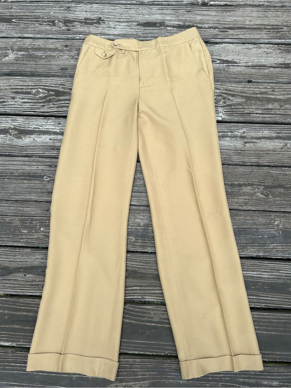 Vintage Lauren Ralph Lauren 100% Silk Wide Leg Cuffed Pants - 6